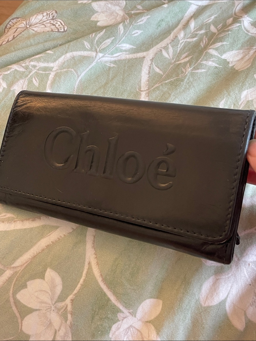 Chloé Black Embossed Leather Key & Card Holder